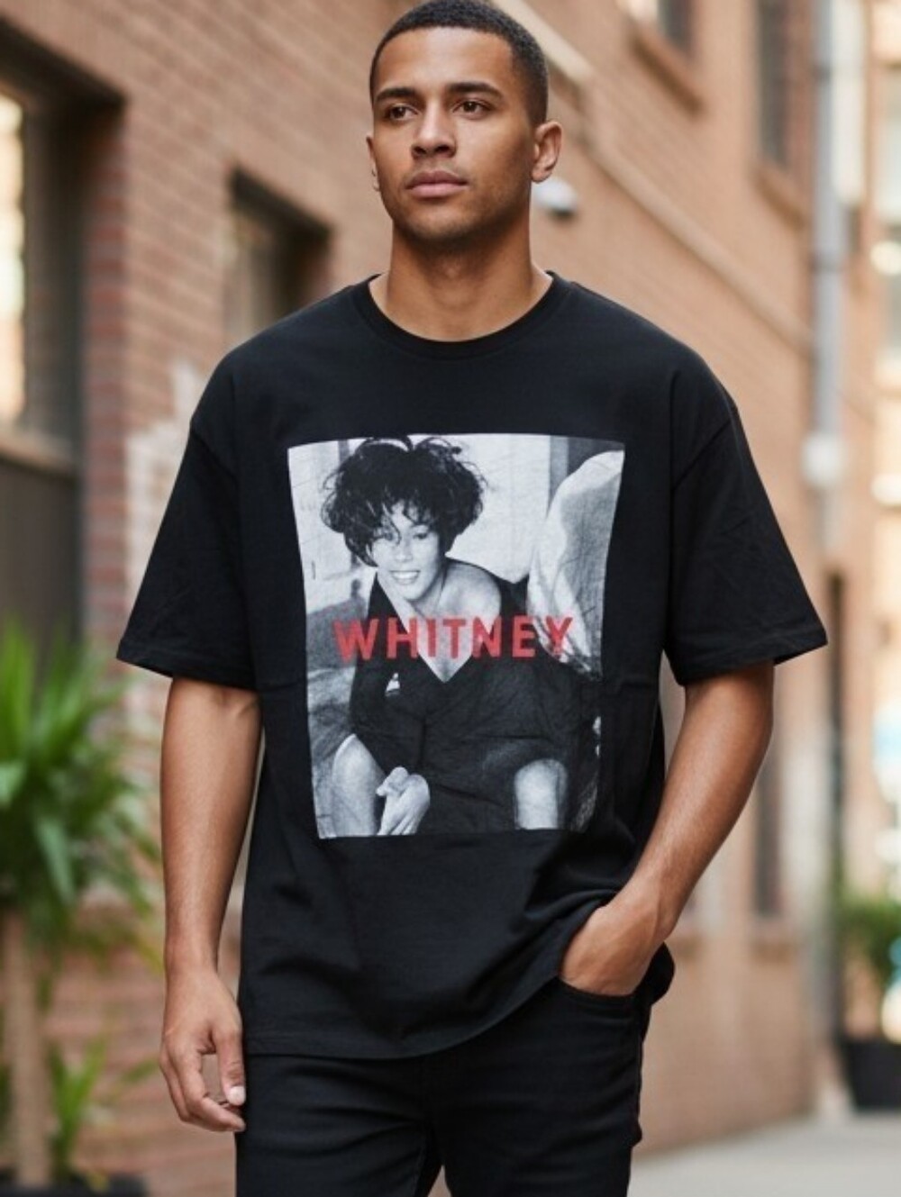 Whitney Houston Black Graphic Short Sleeve Tee
